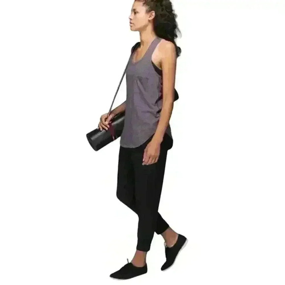 Lululemon Yogi Racerback Hyper Stripe Mauvelous Heathered Black Size M - Picture 3 of 11